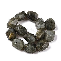 天然石ラブラドライトビーズ連売り  多面カット  ナゲット  16~17x12~13.5x10.5~13mm  穴：1.2mm  約13個/連  8.46~8.66インチ（21.5~22cm）&nbsp;G-N342-146