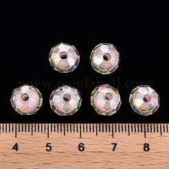 透明なアクリルビーズ  二層ビーズ  ABカラー  多面カット  ラウンド  ピンク  9.5x9.5mm  穴：2mm  約1041個/500g&nbsp;TACR-S152-04B-SS2112