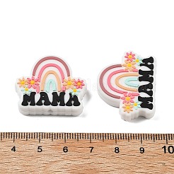 母の日シリコンフォーカルビーズ  DIYネックレスの製作  ママという言葉が書かれた虹  キャメル  24x29x8mm  穴：2mm&nbsp;SIL-B078-07A