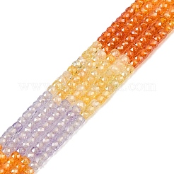 立方晶ジルコニアビーズ連売り  多面カット  ロンデル  オレンジ  3x2mm  穴：0.6mm  約164個/連  14.57''（37センチメートル）&nbsp;ZIRC-P125-2x3mm-16
