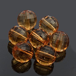 透明なアクリルビーズ  多面カットラウンド  砂茶色  直径約22mm  穴：3mm  約80個/500g&nbsp;PL544Y-12