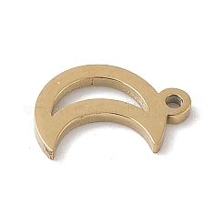 304ステンレススチールチャーム  ムーンチャーム  ゴールドカラー  10x7.5x1mm  穴：1mm&nbsp;STAS-K306-17A-G