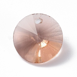 ガラスチャーム  多面カット  コーン  ダークサーモン  14x7mm  穴：1mm&nbsp;RGLA-L026-C23