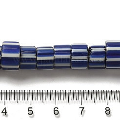 手作りのネパールランプワークビーズ  ストライプの列  ブルー  7x4mm  穴：2mm  約103~134個/連  25.59~26.38''（65~67センチメートル）&nbsp;LAMP-B023-07B-19