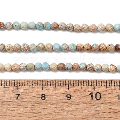 ナチュラルインペリアルジャスパービーズ連売り  染め  多面カット  ラウンド  ライトスカイブルー  3~3.5mm  穴：0.7~0.8mm  約126~137個/連  15.24~15.39インチ（38.7~39.1cm）&nbsp;G-L578-A14