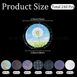 バッジ用透明プラスチックフィルム240枚  フラットラウンド  ミックスカラー  70x0.05~0.3mm&nbsp;DIY-CP0013-96