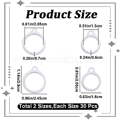 2スタイルのシリコンペンダント60個  電子スタイラス＆ライター製造用  リング  ホワイト  29x13~24.5x7mm  穴：3mm  30個/スタイル&nbsp;SIL-GF0001-43C