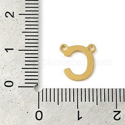 304ステンレススチールチャーム  18KGP本金メッキ  レターチャーム  文字C  10x9.5x1mm  穴：1mm&nbsp;STAS-Z074-04G-C