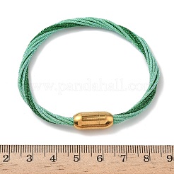 304ステンレススチールとポリエステルメタリックコードの女性用ブレスレット  魚糸インナーとマグネット留め具付き  イオンプレーティング（ip）  ミックスカラー  7-1/4インチ（18.3cm）&nbsp;BJEW-Z145-01G