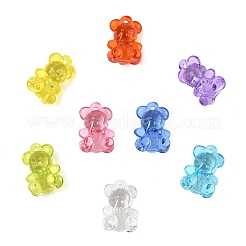 50個透明アクリルパーツ  多面カット  クマ  ミックスカラー  19.5x13.5x10.5mm  穴：1.5mm&nbsp;TACR-FP0001-08
