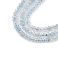 天然石アクアマリンビーズ連売り  多面カット  ロンデル  3x2mm  穴：0.5mm  約189~191個/連  15.35''（39センチメートル）&nbsp;G-K376-B04-01