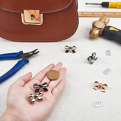 12セット3色の亜鉛合金製バッグ装飾留め具  鉄の長方形のシム付き  蝶結び  ミックスカラー  18x29x18mm  4セット / カラー&nbsp;PALLOY-CA0001-85
