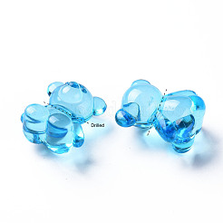 透明なアクリルビーズ  トップドリルビーズ  クマ  ミックスカラー  18.5x16x11mm  穴：2.5mm&nbsp;X-MACR-S373-54B