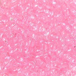 透明な色のガラスシードビーズ  ロンデル  パールピンク  6/0  4x3mm  穴：1.4mm  約5700個/ポンド&nbsp;SEED-P007-02A-08