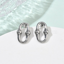 楕円形の304ステンレススチールペンダントネックレス、スタッドピアス、リンクブレスレットセット  ステンレス鋼色  18.5x12mm&nbsp;SJEW-C009-01P