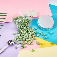 レトロシーリングスタンプ用シーリングワックス粒子キット  ステンレス鋼スプーン  ろうそく  プラスチック製の空の容器  黄緑  307個/セット&nbsp;DIY-CP0003-50P