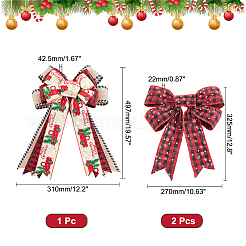3個 2スタイルポリエステル蝶結びディスプレイ装飾  ツイストタイ付き  クリスマスのために  ミックスカラー  325x270x22mmと497x310x42.5mm&nbsp;DIY-CA0004-33