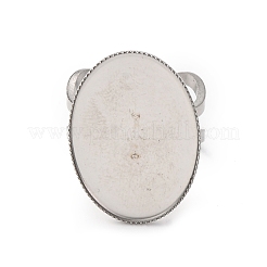 304ステンレススチールオープンカフ金具  ベゼルカップリングのセッティング  オーバル  ステンレス鋼色  トレイ：25x18mm  内径：18mm&nbsp;STAS-R123-02L-P