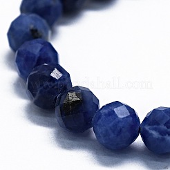 天然石ソーダライトビーズ連売り  ファセット（64ファセット）  ラウンド  6mm  穴：0.8mm  約62~67個/連  15.16~15.55インチ（38.5~39.5cm）&nbsp;G-G927-42