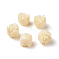 不透明なエポキシ樹脂ビーズ  ローズ  レモンシフォン  11x10.5mm  穴：1.2mm&nbsp;RESI-I046-02A