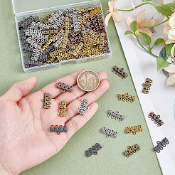 125 個 5 スタイルチベットスタイル合金シャンデリアコンポーネントリンク  花コネクタ付き長方形  ミックスカラー  11x20x2.5mm  穴：1.6mm  約25個/スタイル&nbsp;FIND-PH0025-32