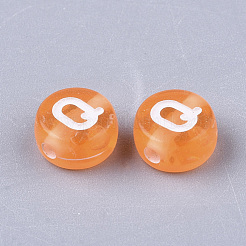 透明なアクリルビーズ  水平穴  ランダムな頭文字を持つフラットラウンド  ミックスカラー  7x4mm  穴：1.5mm  約555個/50g&nbsp;X-MACR-S299-056