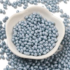 焼付塗装ガラスシードビーズ  オーバル  ライトブルー  5x3.5mm  穴：0.8mm  約5000個/ポンド&nbsp;SEED-C004-04H