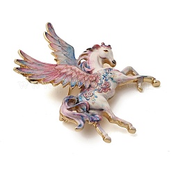 女性用衣類用ペガサス合金エナメルピン  ライトゴールド  ピンク  66.5x57mm&nbsp;X-JEWB-F043-03