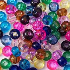 100個 10色透明ガラスヨーロピアンビーズ  ロンデル  ミックスカラー  14x9~10.5mm  穴：6mm  10個/カラー&nbsp;GLAA-CD0001-12