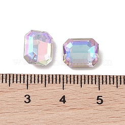 ガラスラインストーンカボション  フラットバック＆バックメッキ  多面カット  長方形  vitrail light  10x8x5mm&nbsp;RGLA-L029-03A-VLSI
