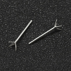 925の純銀製の耳スタッド  4本爪イヤリングのセッティング  銀  トレイ：8mm  11x8.5mm  ピン：0.8mm&nbsp;STER-P032-10S-9
