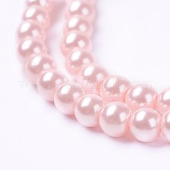 環境に優しい染色ガラスパールビーズ連売り  グレードA  ラウンド  コットンコードねじ切り  ピンク  6mm  穴：1.2~1.5mm  約70個/連  15.7インチ&nbsp;HY-A008-6mm-RB033