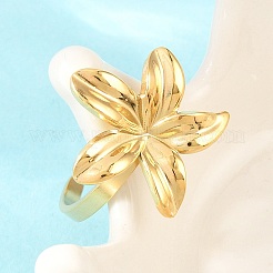 女性用304ステンレススチールカフオープンリング  花  ゴールドカラー  usサイズ8 1/2(18.5mm)&nbsp;RJEW-F210-01G