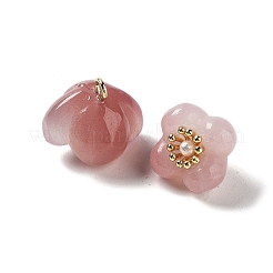 天然瑪瑙とキンモクセイの花のチャーム  ゴールドカラー  10.5~11x9.5~10x9.5~10mm  穴：1.6mm&nbsp;G-Z052-02A