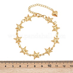 女性用304ステンレススチールリンクブレスレット  スター  ゴールドカラー  7-3/8インチ（18.7cm）&nbsp;BJEW-D359-10G