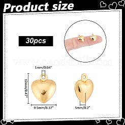 304ステンレススチールチャーム30個  ハートチャーム  イオンプレーティング（ip）  18KGP本金メッキ  12x9.5x5mm  穴：1mm&nbsp;STAS-HY0001-97