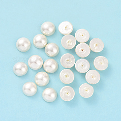 シェルパール片穴ビーズ  半円  ホワイト  12x7mm  穴：1mm&nbsp;X-BSHE-G011-01-12mm