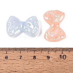 UVメッキ透明アクリルビーズ  虹色の  テクスチャーのある蝶結び  ミックスカラー  16x24x7mm  穴：2mm&nbsp;OACR-Q204-12