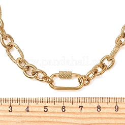 女性用、ネジ式カラビナ留め具付き8mm 304ステンレススチール製フィガロチェーンネックレス  ゴールドカラー  17.52インチ（44.5cm）&nbsp;NJEW-JN06295
