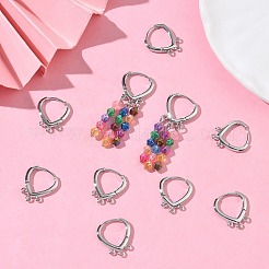 シェグレース 真鍮製フープピアス金具  カドミウムフリー＆ニッケルフリー＆鉛フリー  3ループ付き  プラチナメッキ  17x14~14.5x2mm  穴：1~1.2mm&nbsp;XGR0159P-91P