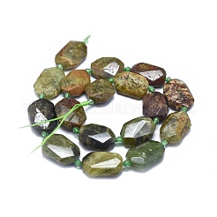 天然のグリーンガーネットビーズ連売り  andraditeビーズ  多面カット  オーバル  15~28x12~21x5~9mm  穴：0.6~1.6mm  約14~20個/連  14.7インチ〜15.7インチ（37.5~40cm）&nbsp;G-O179-F09