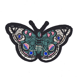 機械刺繍布地アイロンワッペン  マスクと衣装のアクセサリー  アップリケ  蝶  ティール  54x87x1mm&nbsp;FIND-T030-190