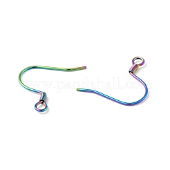 304ステンレススチールピアスフックイオンプレーティング（IP）  水平ループ付き  虹色  18~19x18~19x1.5mm  穴：2mm  22ゲージ  ピン：0.6mm&nbsp;STAS-F227-28-MC