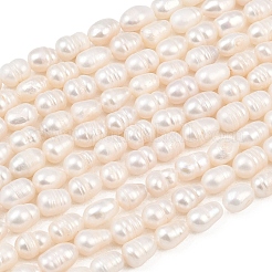 天然養殖淡水パールビーズ連売り  ライス  グレードAB +  パパイヤホイップ  6~7mm  穴：0.6mm  約37~44個/連  13.58~13.98''（34.5~35.5センチメートル）&nbsp;PEAR-F020-20A