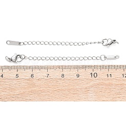 ティアドロップチャーム付き304ステンレススチールチェーンエクステンダー  ステンレス鋼色  73mm&nbsp;STAS-G383-08P