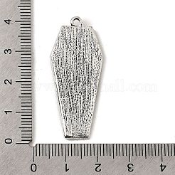 ハロウィンアロイエナメルペンダント  スケルトンチャーム付き棺  アンティークシルバー  ファイヤーブリック  39.5x17x3mm  穴：1.8mm&nbsp;FIND-Z090-01AS-01