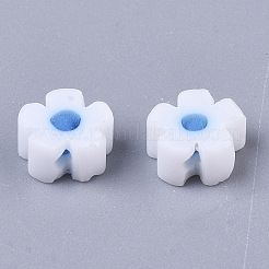 ガラスビーズ  花  ディープスカイブルー  4~6x4~6x2.5~3mm  穴：1mm&nbsp;LS-X1-GLAA-T019-01-A02
