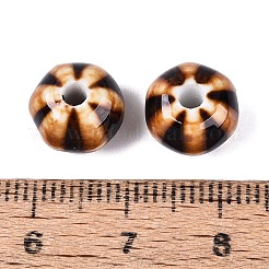 ヴィンテージの手作り磁器ビーズ  カボチャの形  アンティーク調の釉薬をかけたセラミックビーズ  ココナッツブラウン  10~11x7~8mm  穴：2~2.5mm&nbsp;PORC-Q006-07E