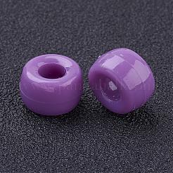 不透明なアクリルの欧州大きな穴ビーズ  バレル  紫色のメディア  9x6mm  穴：4mm  約1900個/500g&nbsp;PL338-7