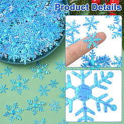 6袋3種類のプラスチック紙吹雪  スノーフレーク  クリスマスパーティーのお祝いに  ディープスカイブルー  15~32x0.2mm  2バッグ/スタイル&nbsp;DIY-SC0031-49B